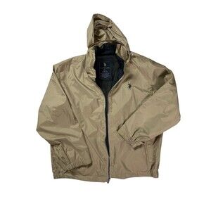 Polo Ralph Lauren Men’s 2XL Khaki Windbreaker Hooded Long Sleeved Jacket